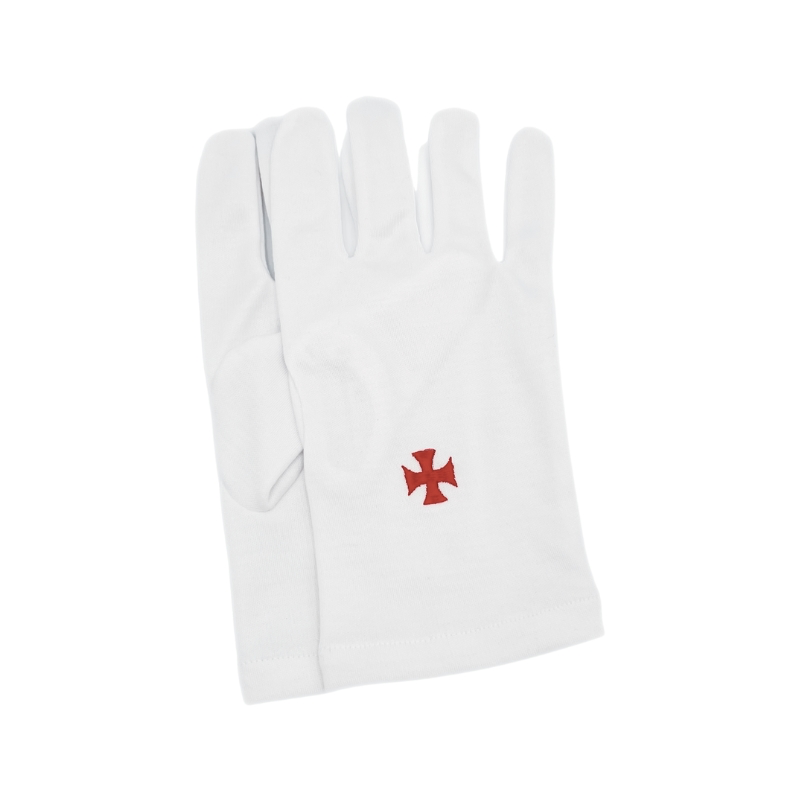 Gants Blancs en Coton - Broderie Templière