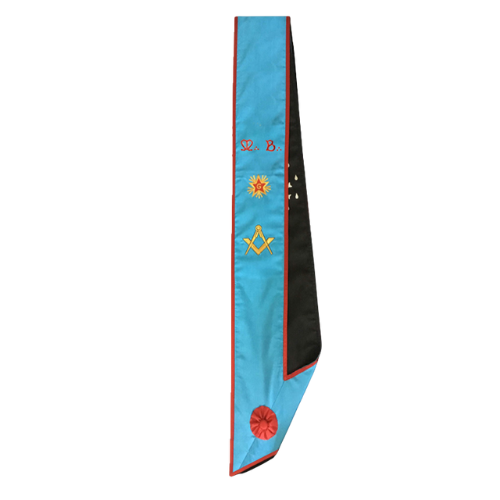 [RLBECG1RSOIM] Baudrier Maître REAA  Équerre Compas Lettre G Rosette (M - 180cm, Soie)