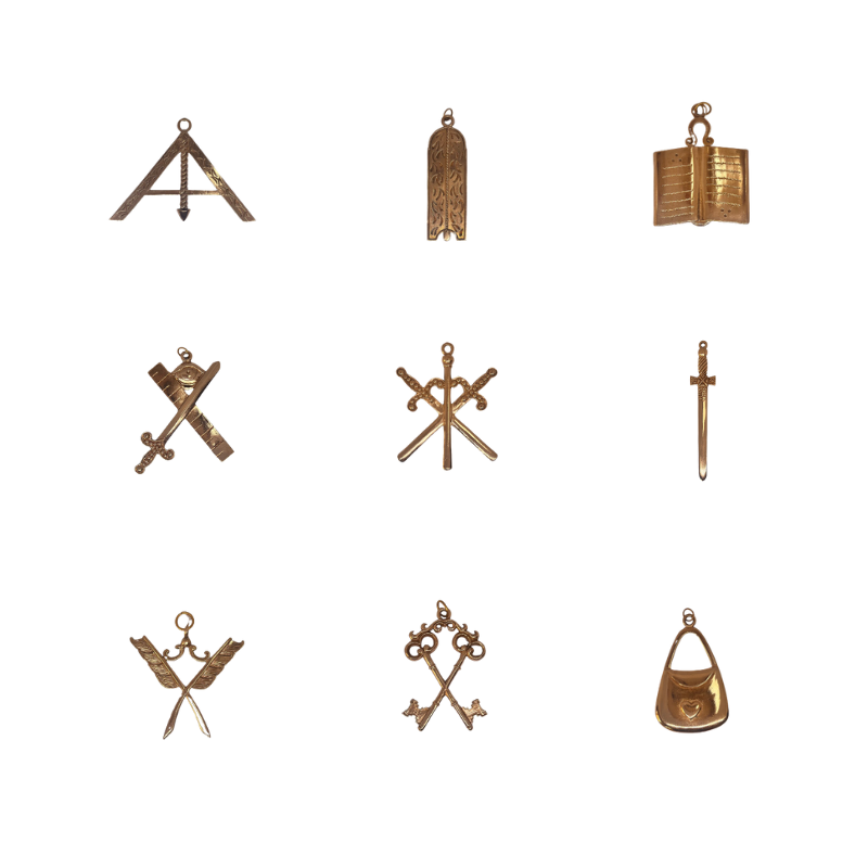 Ensemble 9 Bijoux Officiers - Rite de Memphis