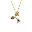 Pendentif Maçonnique - Équerre-Compas, Feuille d’Acacia et Myosotis - doré