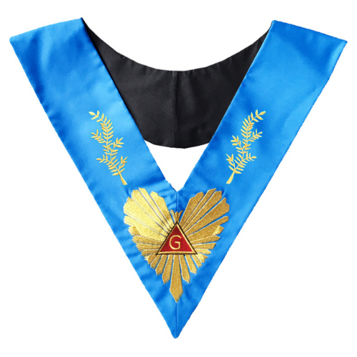 [RRFMSAUTVMACADGSOIE] Sautoir Vénérable Maître Feuille Acacia Delta Lettre G - Rite Français Moderne RFM (Soie)