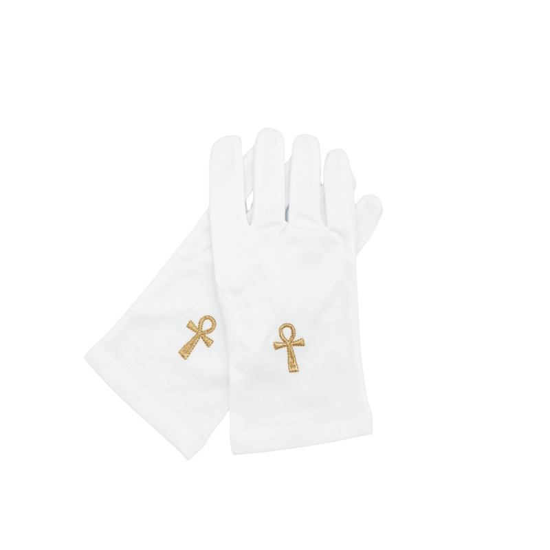 [GANTSPERSONALISABLS] Gants Blancs Maçonniques en Coton Personnalisables (Taille S - 55)