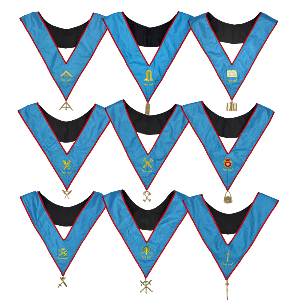 [RLBSB9REAASOIE] Ensemble 9 Sautoirs + Bijoux Officiers - REAA (Soie)